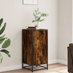 Vidaxl Mobilier D'Intérieur | - Buffet chêne fumé 35,5x35x76 cm bois d'ingénierie et métal