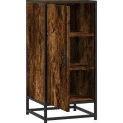 Vidaxl Mobilier D'Intérieur | - Buffet chêne fumé 35,5x35x76 cm bois d'ingénierie et métal