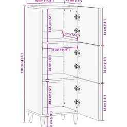 Vidaxl Mobilier D'Intérieur | - Buffet 40x33x110 cm bois de manguier massif