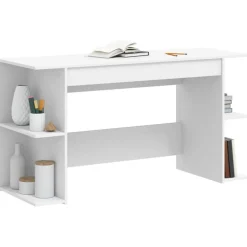 VidaXL Mercerie | - Bureau blanc 140x50x75 cm bois d'ingénierie
