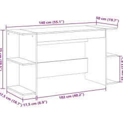 VidaXL Mercerie | - Bureau blanc 140x50x75 cm bois d'ingénierie