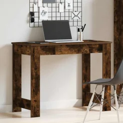 VidaXL Mercerie | - Bureau chêne fumé 100x45x75 cm bois d'ingénierie