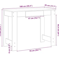 VidaXL Mercerie | - Bureau chêne fumé 100x45x75 cm bois d'ingénierie
