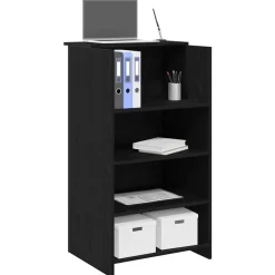 Vidaxl Mercerie | - Bureau de réception noir 55x50x103,5 cm bois d'ingénierie