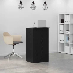 Vidaxl Mercerie | - Bureau de réception noir 55x50x103,5 cm bois d'ingénierie
