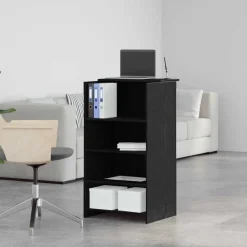 Vidaxl Mercerie | - Bureau de réception noir 55x50x103,5 cm bois d'ingénierie