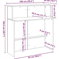 Vidaxl Mercerie | - Bureau de réception sonoma gris 100x50x103,5 cm bois ingénierie
