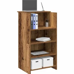 Vidaxl Mercerie | - Bureau de réception vieux bois 55x50x103,5 cm bois d'ingénierie