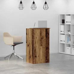 Vidaxl Mercerie | - Bureau de réception vieux bois 55x50x103,5 cm bois d'ingénierie