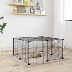 Vidaxl - Cage animaux de compagnie à 12 panneaux et porte noir 35x35 cm Discount