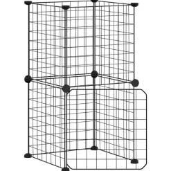 Vidaxl - Cage animaux de compagnie à 8 panneaux et porte noir 35x35 cm Discount