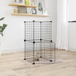 Vidaxl - Cage animaux de compagnie à 8 panneaux et porte noir 35x35 cm Discount