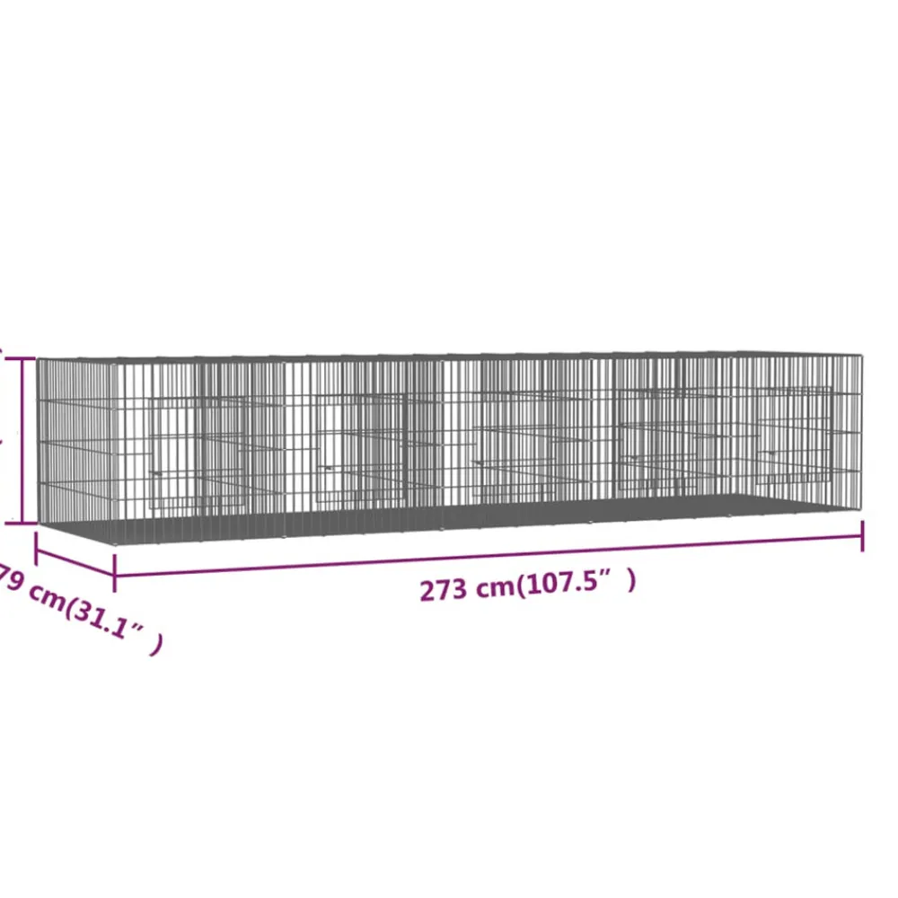 Vidaxl Poulaillers, Clapiers Et Accessoires | - Cage à lapin 5 panneaux 273x79x54 cm fer galvanisé