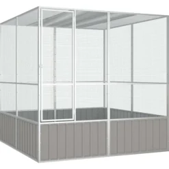 VidaXL - Cage à oiseaux gris 213,5x217,5x211,5 cm acier galvanisé Outlet