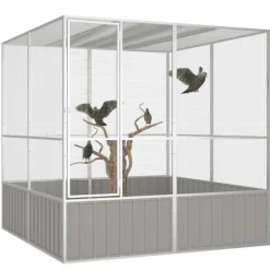 VidaXL - Cage à oiseaux gris 213,5x217,5x211,5 cm acier galvanisé Outlet