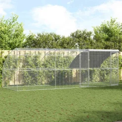 Vidaxl Poulaillers, Clapiers Et Accessoires | - Cage à poules argent 600 x 200 x 198.5 cm acier galvanisé