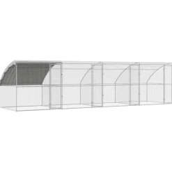 Vidaxl Poulaillers, Clapiers Et Accessoires | - Cage à poules argent 800 x 200 x 198.5 cm acier galvanisé