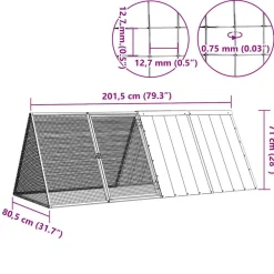 Vidaxl Cages Et Accessoires | - Cage pour lapin anthracite 201,5x80,5x71 cm acier galvanisé
