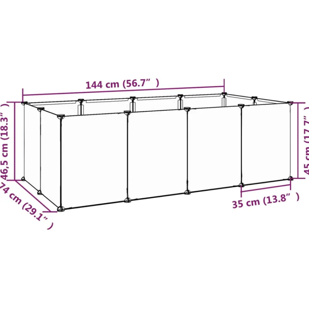 Vidaxl Cages Et Accessoires | - Cage pour petits animaux transparent 144x74x46,5 cm pp et acier