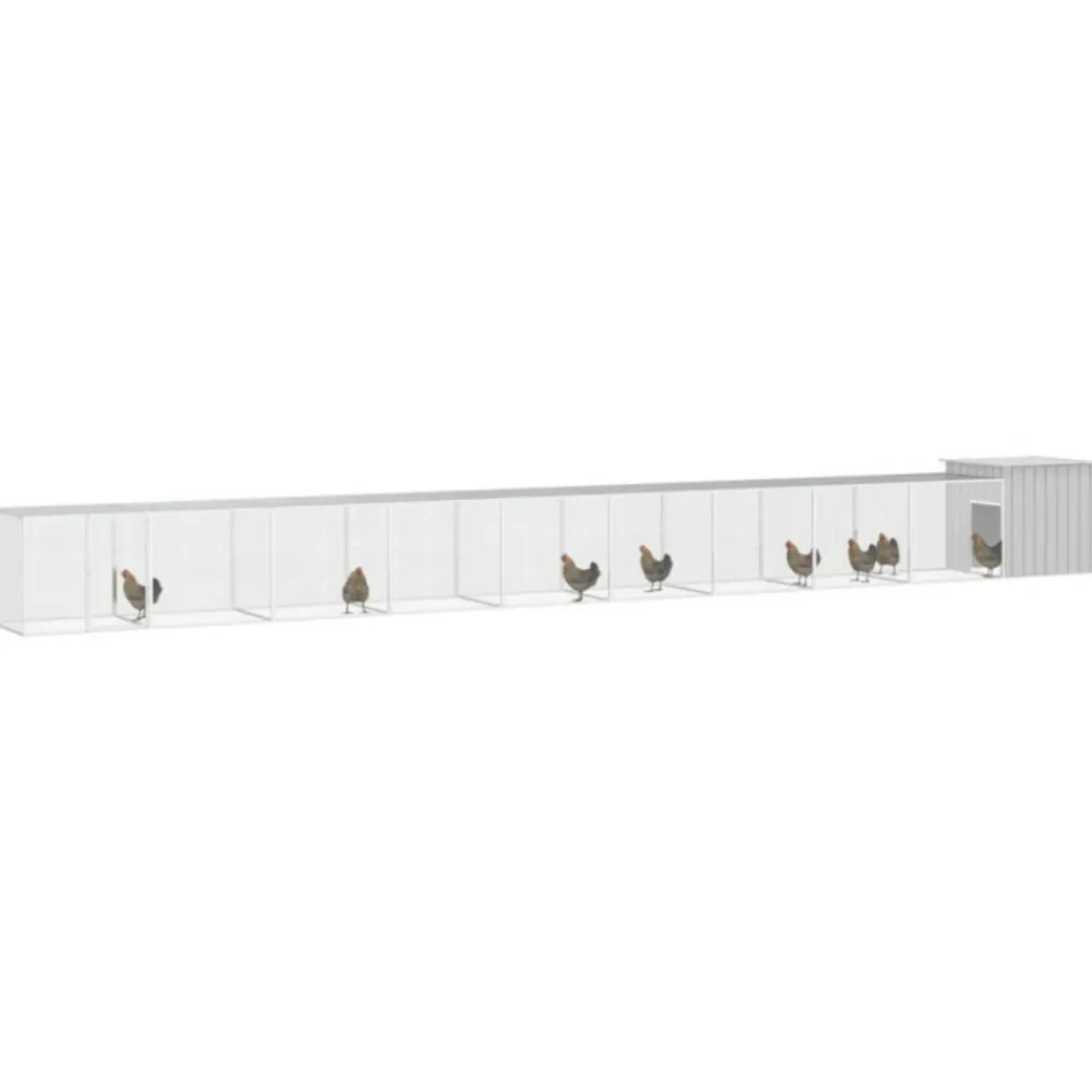 Vidaxl Poulaillers, Clapiers Et Accessoires | - Cage pour poules gris 1000x91x100 cm acier galvanisé