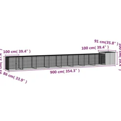 Vidaxl Poulaillers, Clapiers Et Accessoires | - Cage pour poules gris 900x91x100 cm acier galvanisé