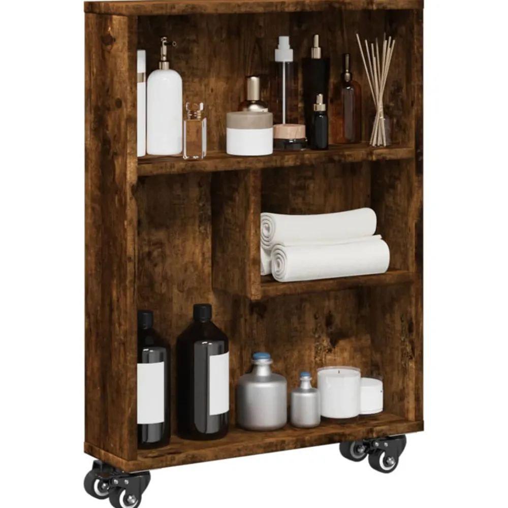 VidaXL Mobilier D'Intérieur | - Chariot de rangement étroit chêne fumé bois d'ingénierie