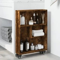 VidaXL Mobilier D'Intérieur | - Chariot de rangement étroit chêne fumé bois d'ingénierie