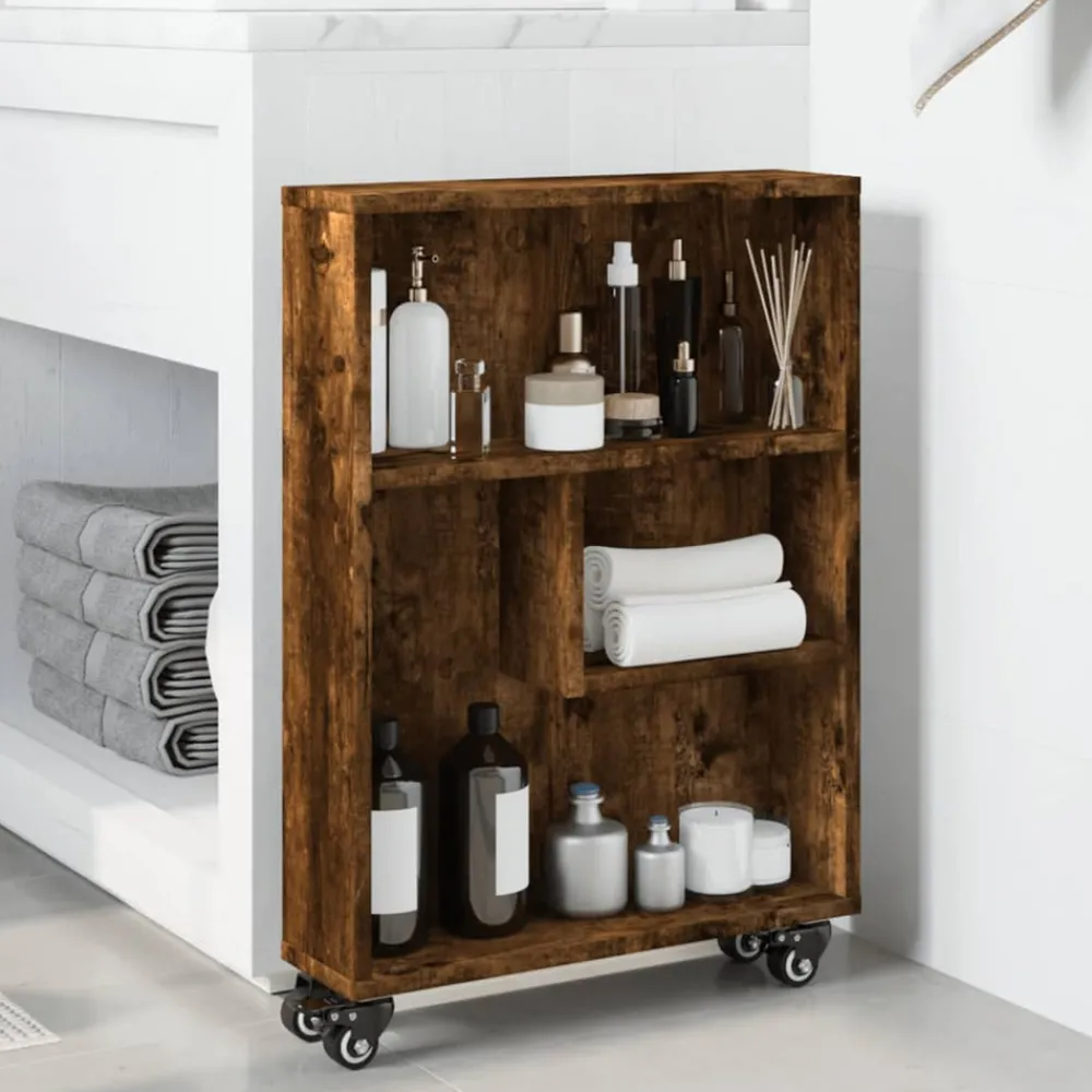 VidaXL Mobilier D'Intérieur | - Chariot de rangement étroit chêne fumé bois d'ingénierie