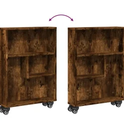 VidaXL Mobilier D'Intérieur | - Chariot de rangement étroit chêne fumé bois d'ingénierie