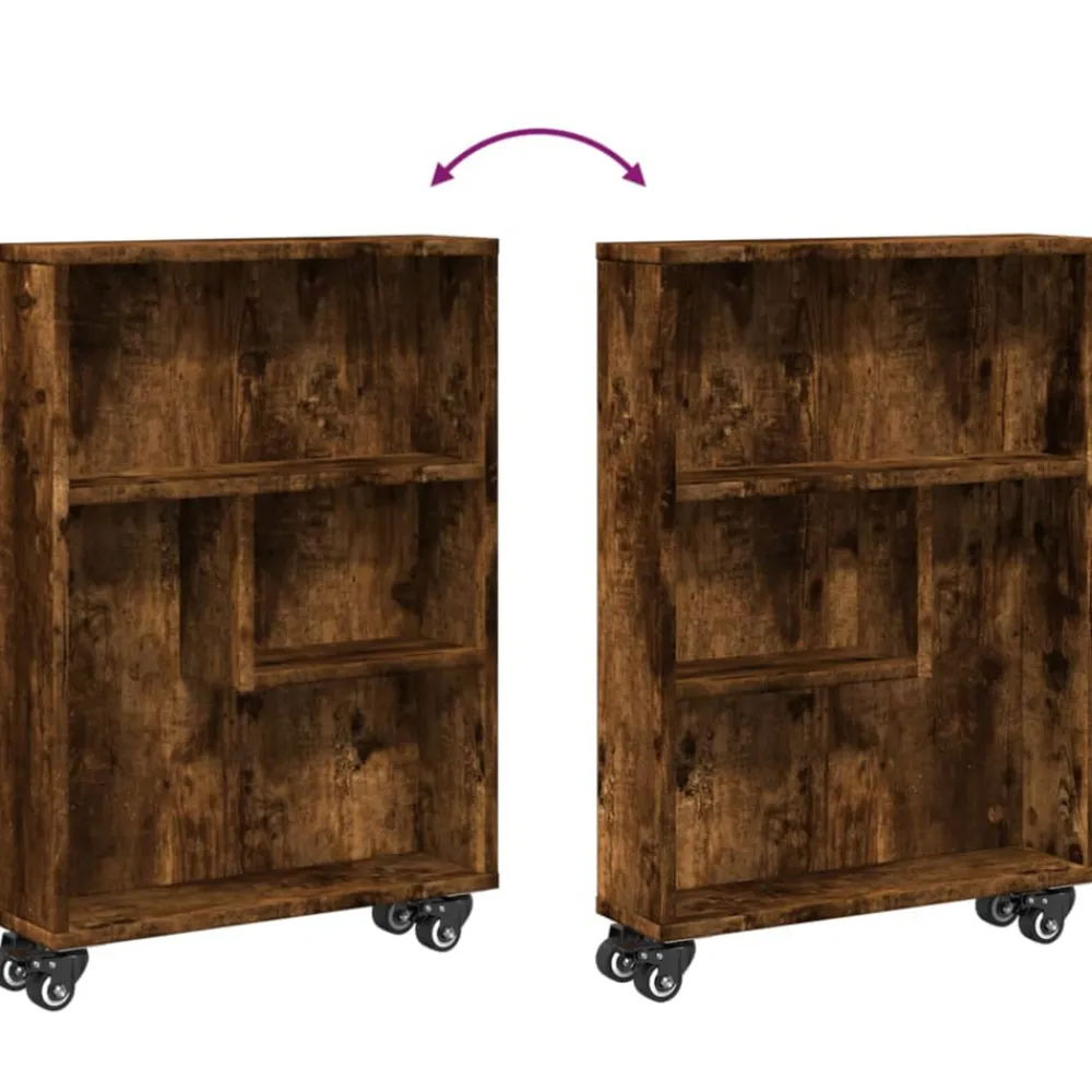 VidaXL Mobilier D'Intérieur | - Chariot de rangement étroit chêne fumé bois d'ingénierie