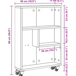 VidaXL Mobilier D'Intérieur | - Chariot de rangement étroit chêne fumé bois d'ingénierie