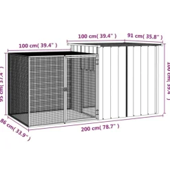 Vidaxl - Clapier gris 200x91x100 cm acier galvanisé Clearance