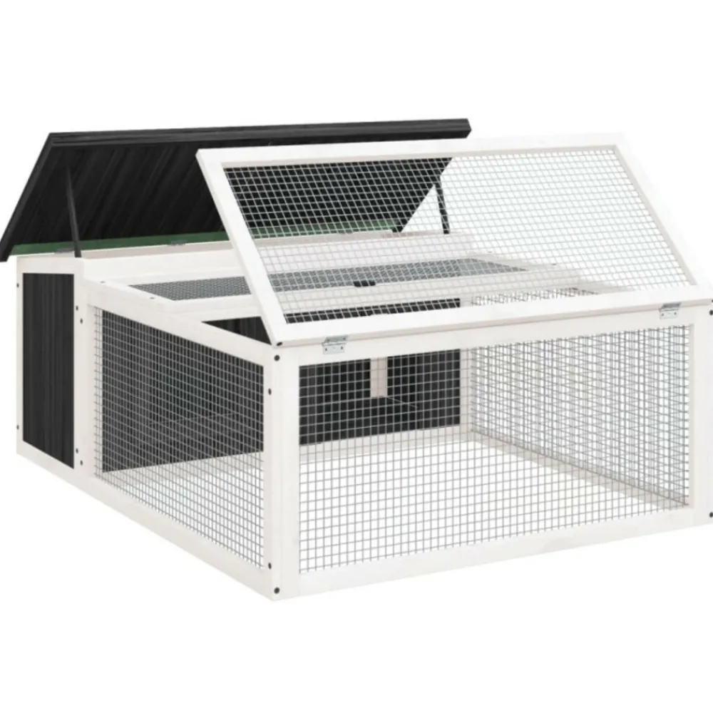 VidaXL - Clapier gris 117,5x97x47,5 cm bois de pin massif Hot