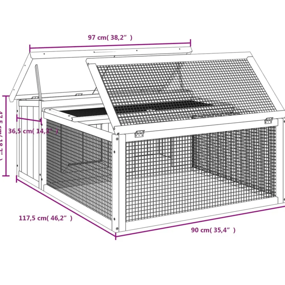 VidaXL - Clapier gris 117,5x97x47,5 cm bois de pin massif Hot