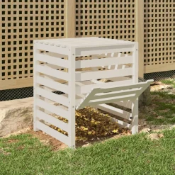 VidaXL - Composteur blanc 63,5x63,5x77,5 cm bois massif de pin Outlet