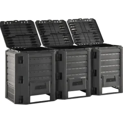 VidaXL - Composteur de jardin noir 1200 l New