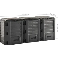 VidaXL - Composteur de jardin noir 1200 l New