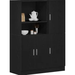 VidaXL Mobilier D'Intérieur | - Ensemble d'armoires de cuisine 2 pcs noir bois d'ingénierie