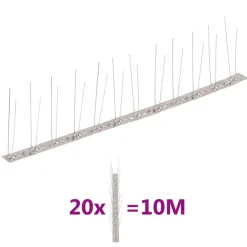 Vidaxl - Ensemble de 20 pointes à 2 rangées contre oiseaux inox 10 m Hot