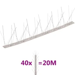 Vidaxl Anti-Nuisibles | - Ensemble de 40 pointes à 5 rangées contre oiseaux inox 20 m