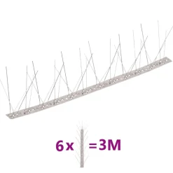 Vidaxl - Ensemble de 6 pointes à 5 rangées contre oiseaux inox 3 m Hot
