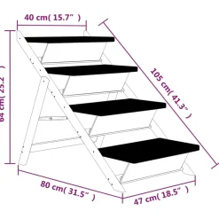 Vidaxl Niches, Paniers Et Transports | - Escalier pour chiens gris 105x47 cm bois de sapin solide
