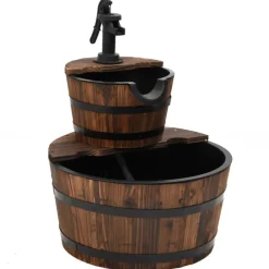 Vidaxl Bassins Et Fontaines | - Fontaine à eau avec pompe 44,5x44,5x58 cm bois de sapin massif