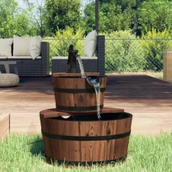 Vidaxl Bassins Et Fontaines | - Fontaine à eau avec pompe 44,5x44,5x58 cm bois de sapin massif