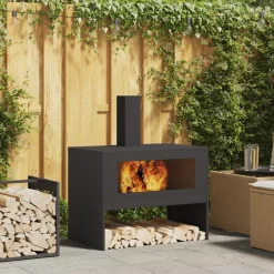 Vidaxl - Foyer avec cheminée noir 80x50x96 cm acier Clearance