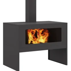 Vidaxl - Foyer avec cheminée noir 80x50x96 cm acier Clearance