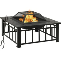 Vidaxl - Foyer avec tisonnier 79x79x46,5 cm xxl acier Clearance