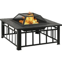 Vidaxl - Foyer avec tisonnier 79x79x46,5 cm xxl acier Clearance