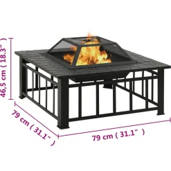 Vidaxl - Foyer avec tisonnier 79x79x46,5 cm xxl acier Clearance