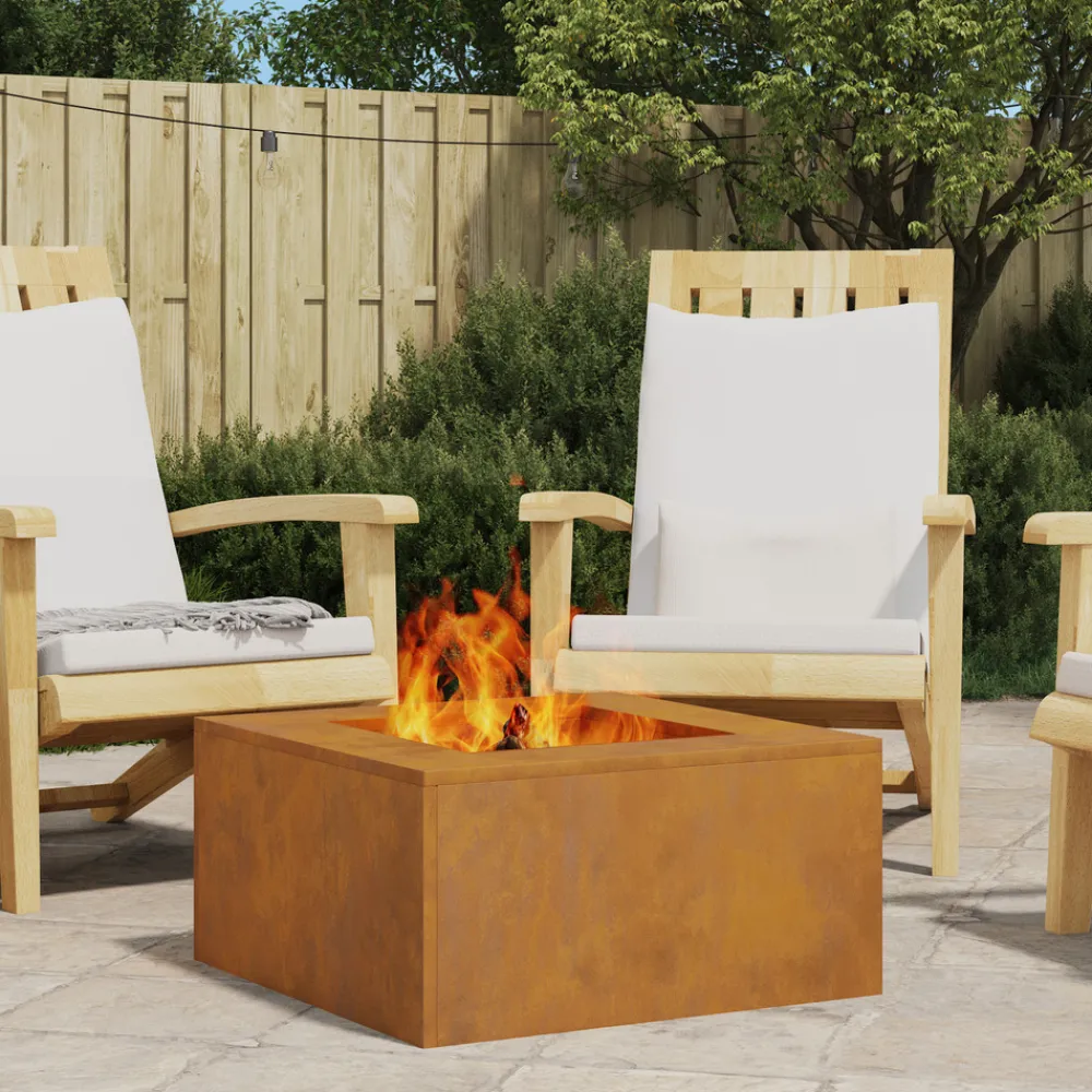 VidaXL Chauffage D’Extérieur | - Foyer carré 60x60x30 cm en acier résistant aux intempéries